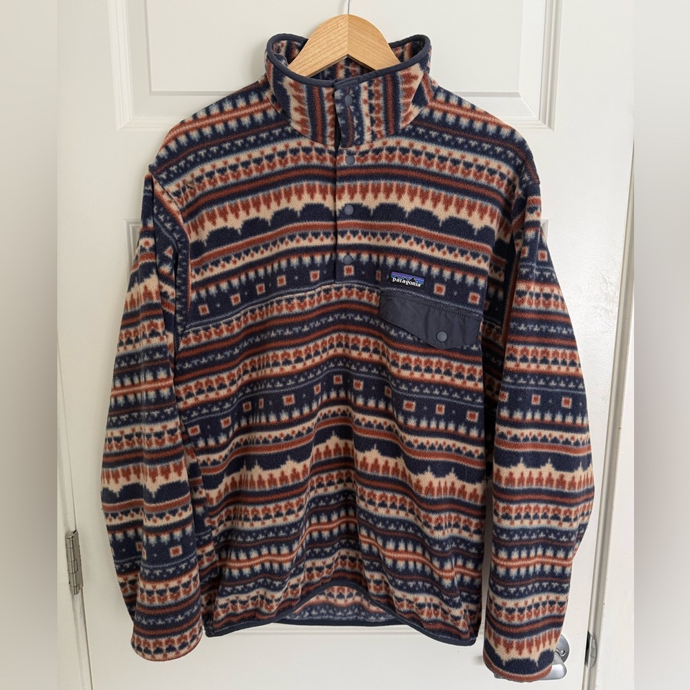 Patagonia Synchilla Snap-T Pullover Sweater Men's M Cottage Isle El Cap Khaki